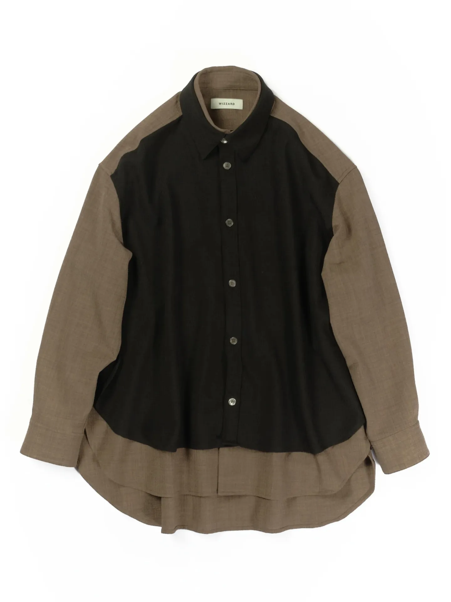 ダブルレイヤードシャツ ブラウン×ブラック
