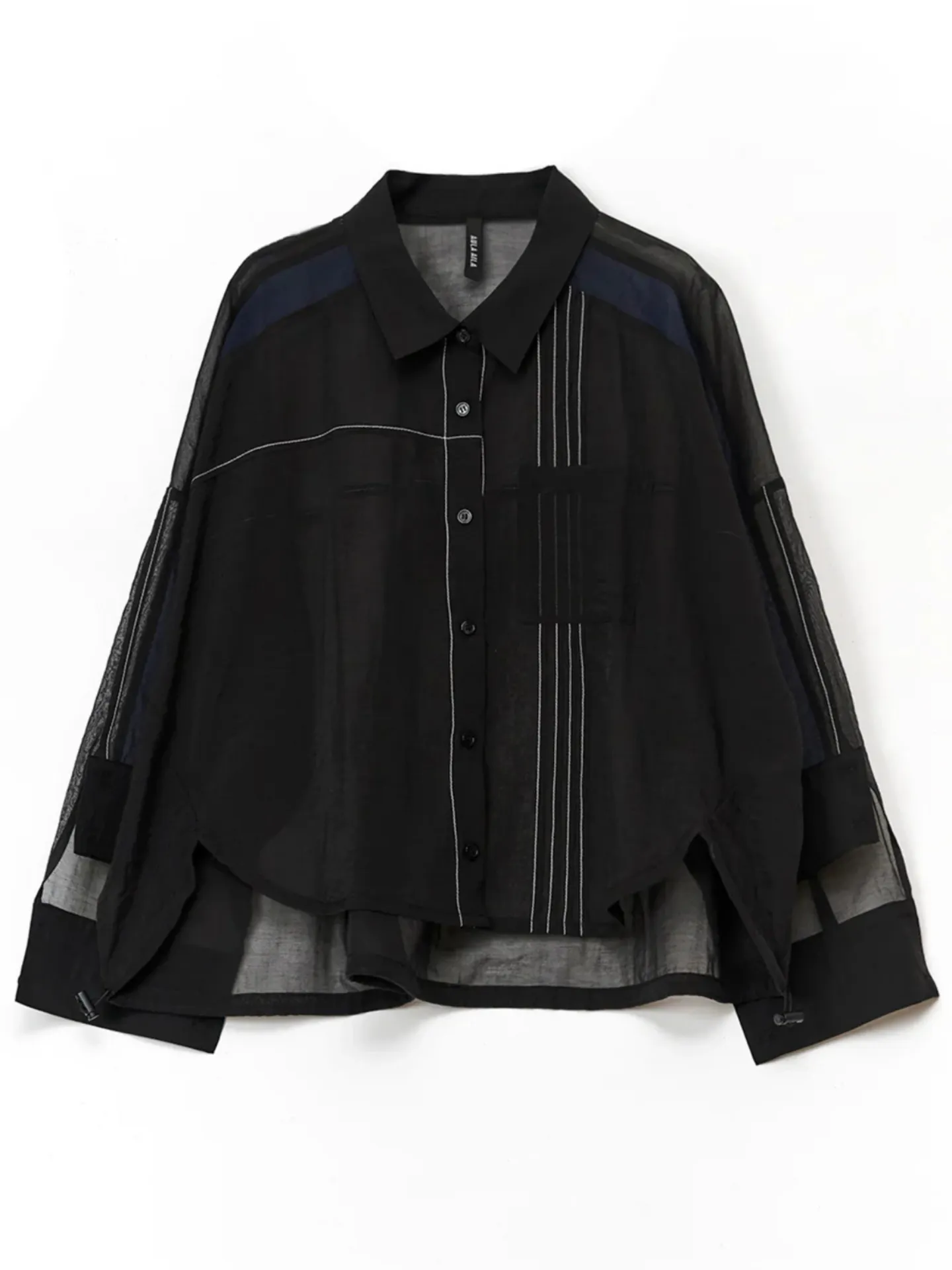 STITCH POINT SHEER SHIRT ブラック